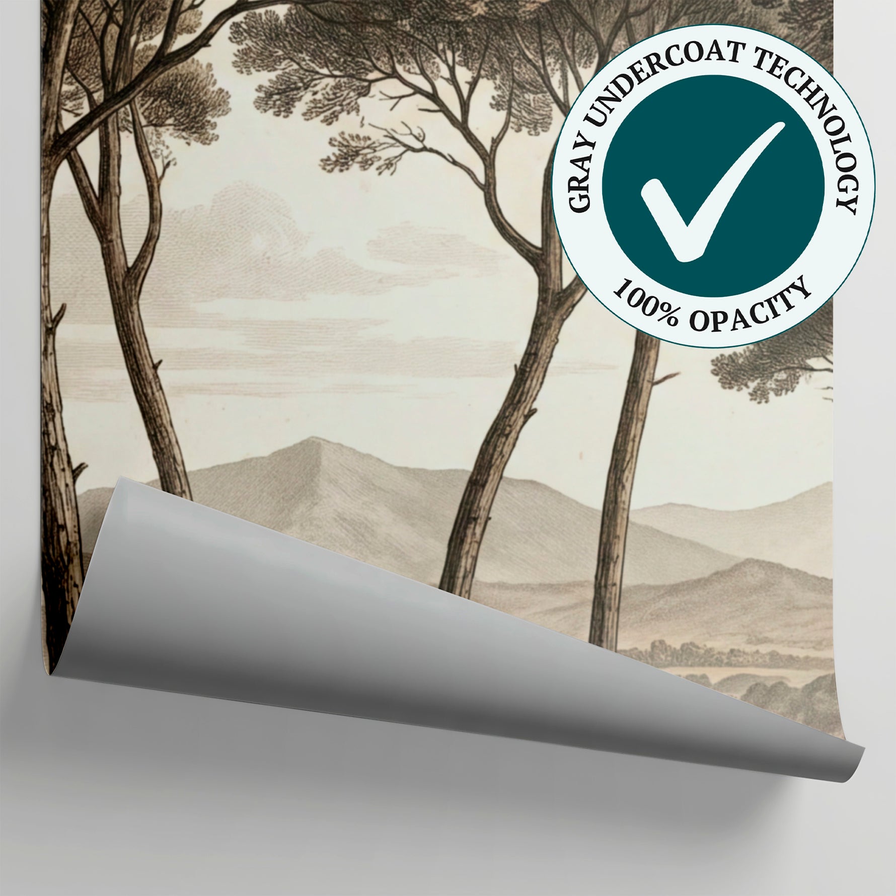 Etched Vale Beige Forest Wallpaper - Vintage Landscape Scenery Wall Mural Peel and Stick - Matière