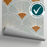 Fanlight Ginkgo - Gray Art Deco Wallpaper - Vintage Geometric Botanical Floral Leaf Peel and Stick - Matière