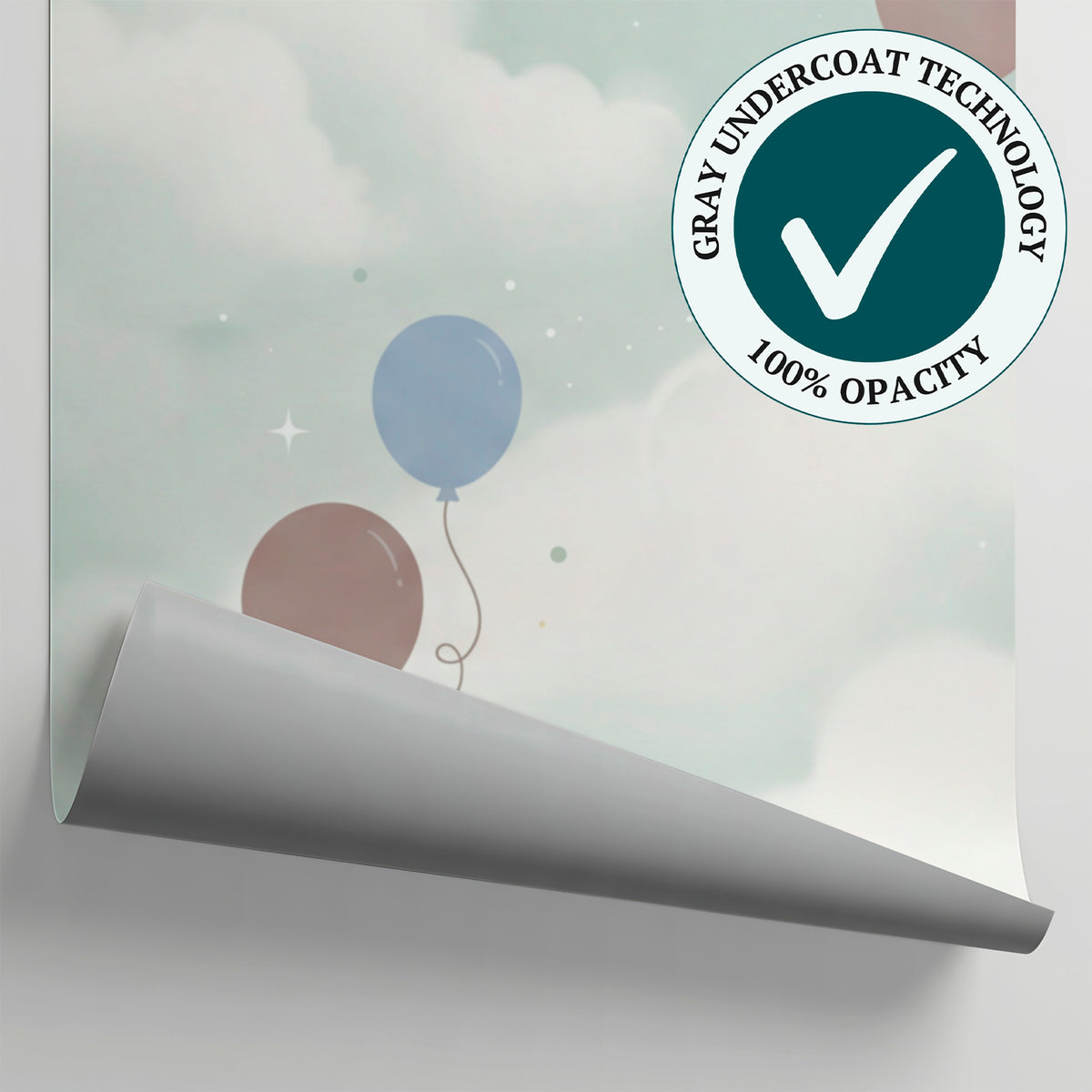 Featherlight Balloons Pastel Nursery Wallpaper for Kids - Cloud Sky Blue Peel and Stick Wall Mural - Matière