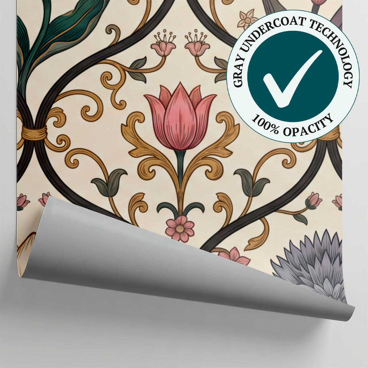 Filigree Tapestry Beige Victorian Wallpaper - Vintage Damask Floral Peel and Stick - Matière
