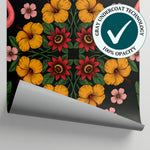 Flamingo Hibiscus Rhapsody Dark Floral Wallpaper - Dark Green Flower Wallpaper Peel and Stick - Matière