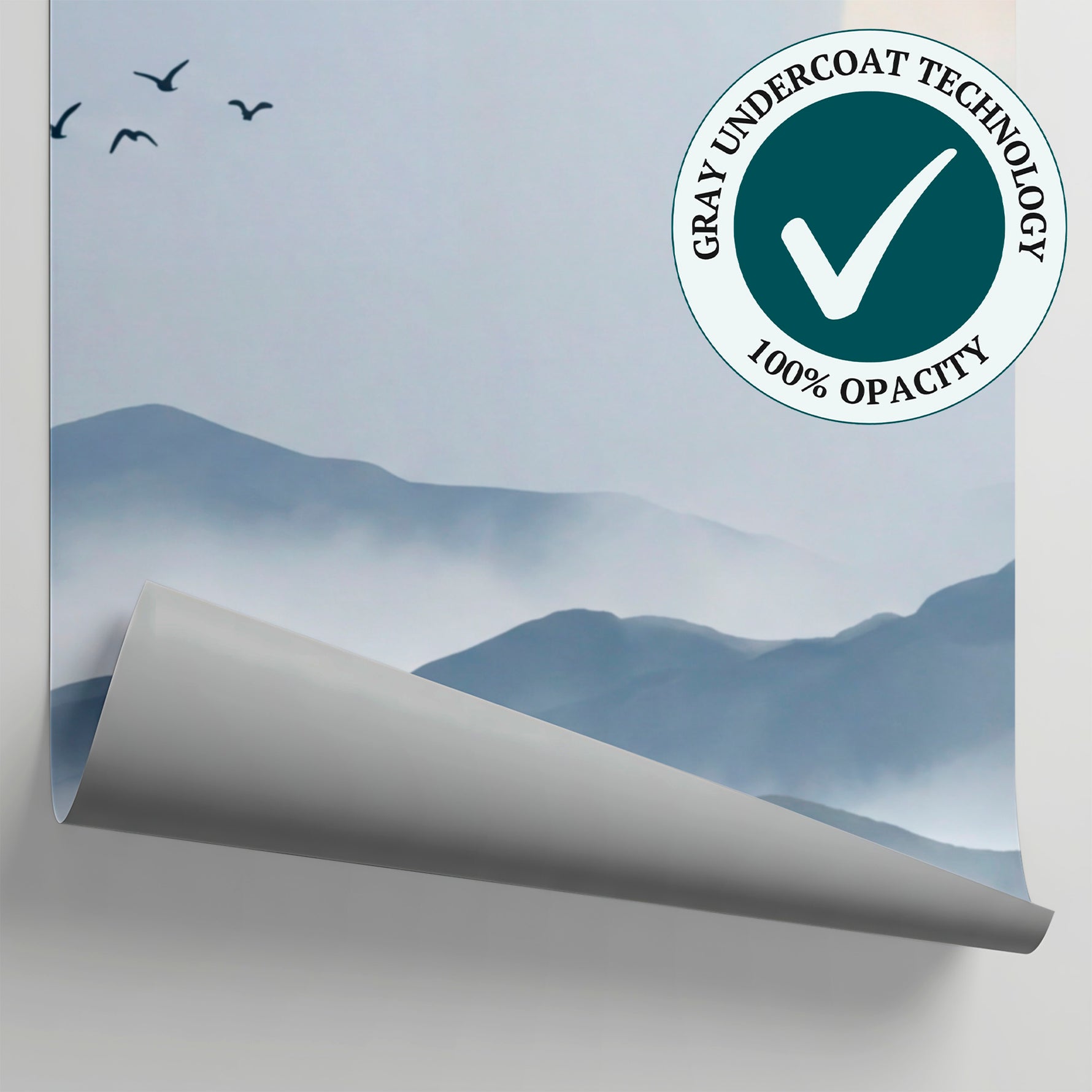 Floating Peaks Gray Mountain Wallpaper - Minimalist Landscape Scenery Wall Mural Peel and Stick - Matière