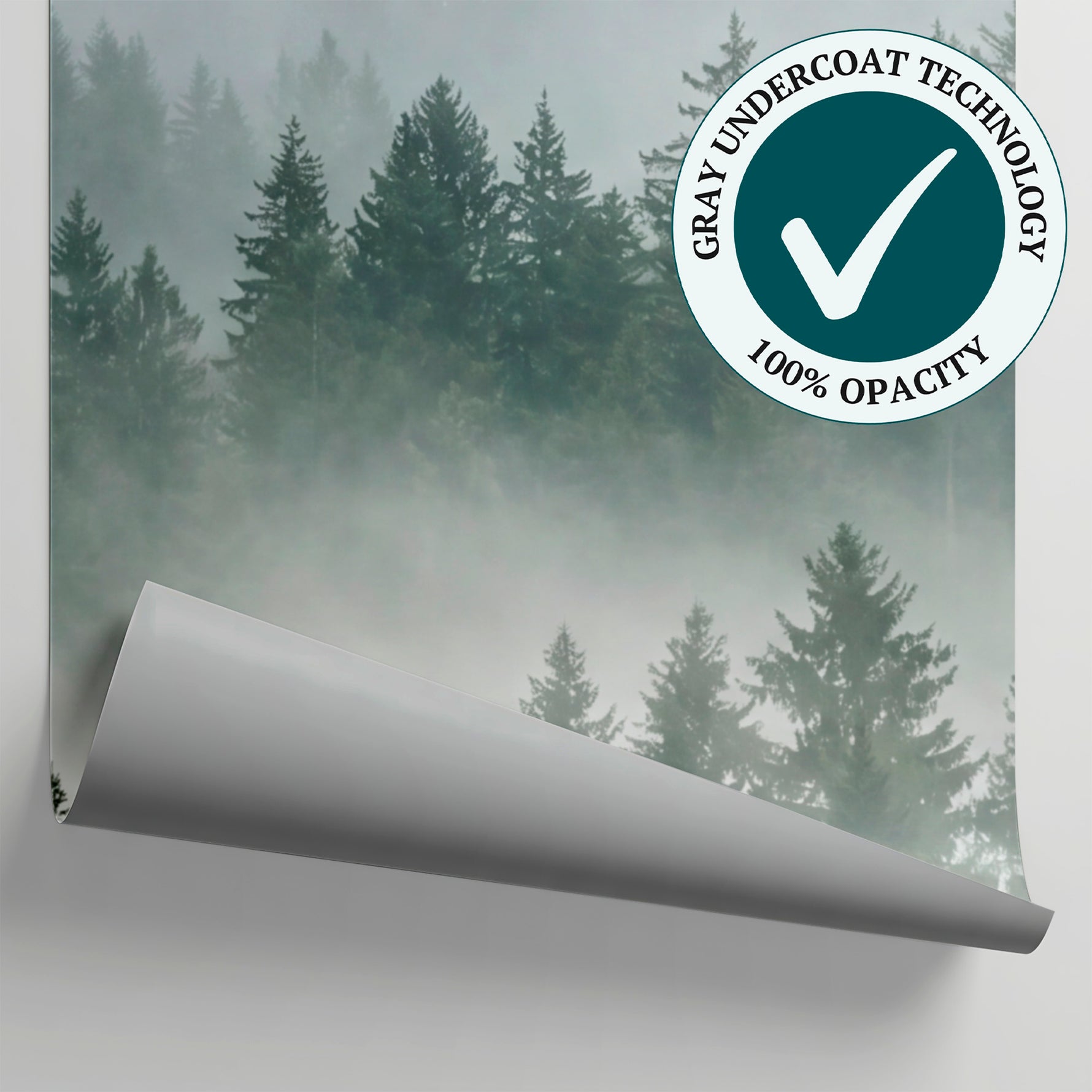 Foggy Pines Gray Forest Wallpaper - Woodland Scenery Landscape Peel and Stick Wall Mural - Matière
