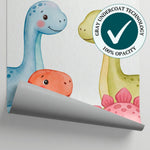 Friendly Herd Pastel Dinosaur Wallpaper for Kids - Cute Pink Nursery Mural Peel and Stick - Matière