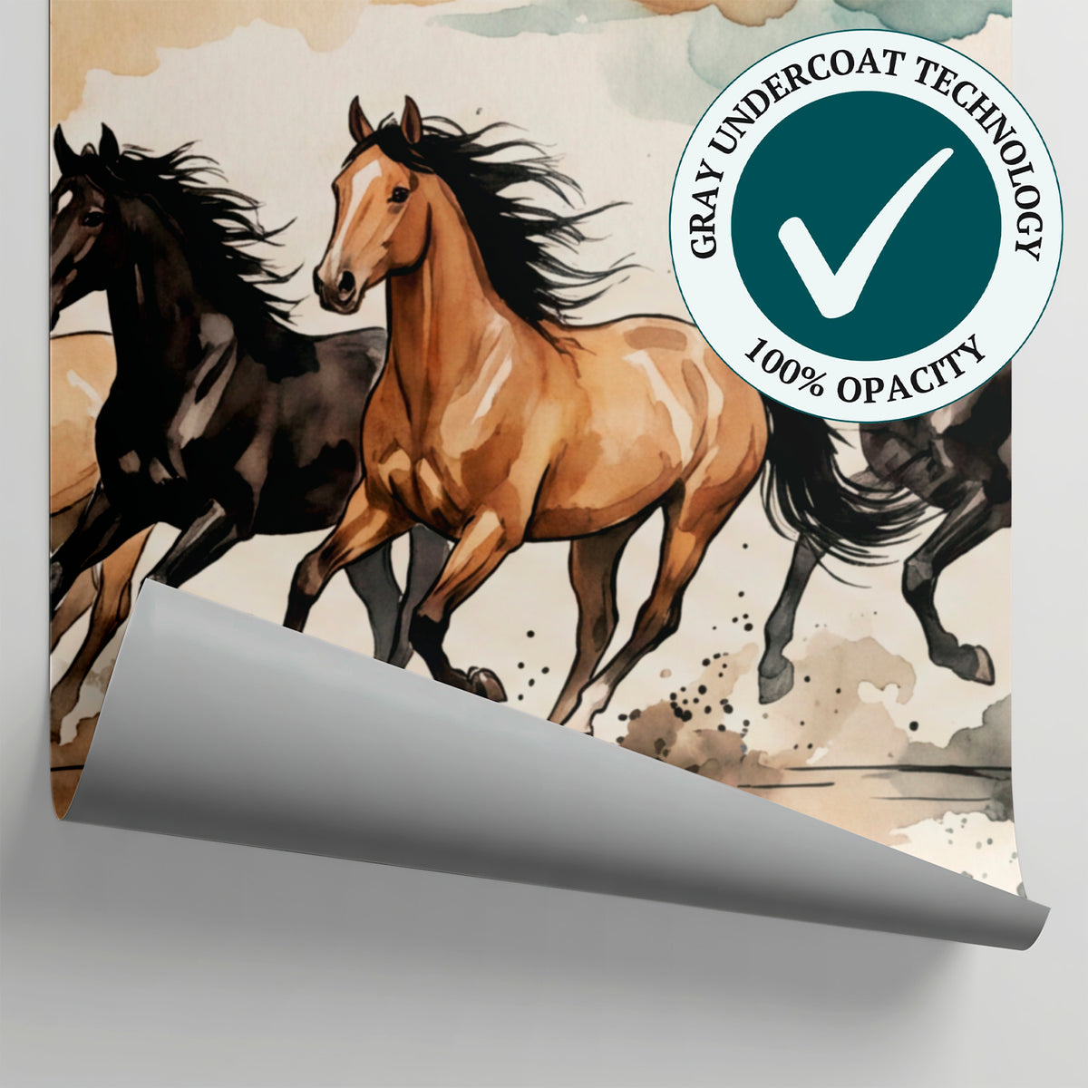 Galloping Ochre Horse Wallpaper - Brown Animal Wallpaper Peel and Stick 7 Horse Wall Mural - Matière