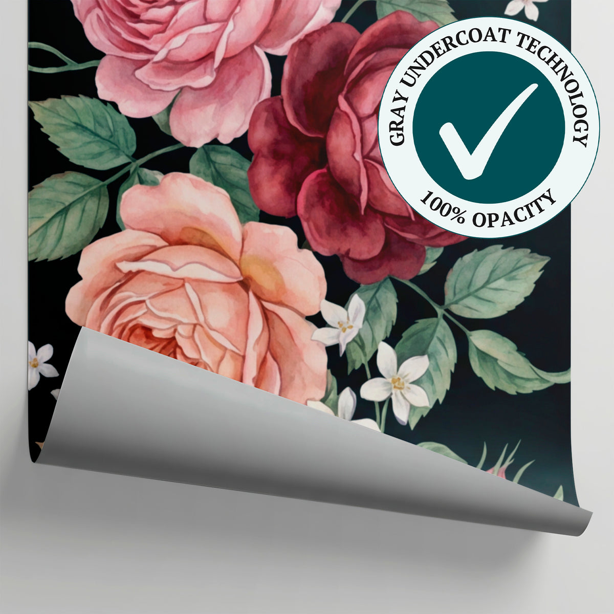 Garnet Garden Pink Rose Wallpaper - Vintage Floral Dark Beautiful Flower Peel and Stick Mural - Matière