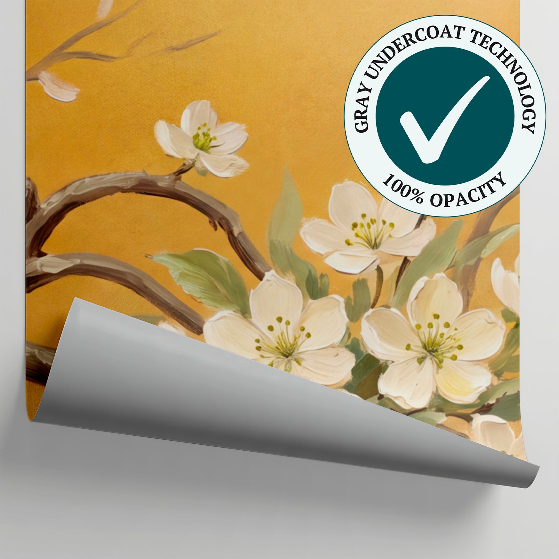 Gilded Bloom - Gold Cherry Blossom Wallpaper - Floral Botanical Flower Wall Mural Peel and Stick - Matière