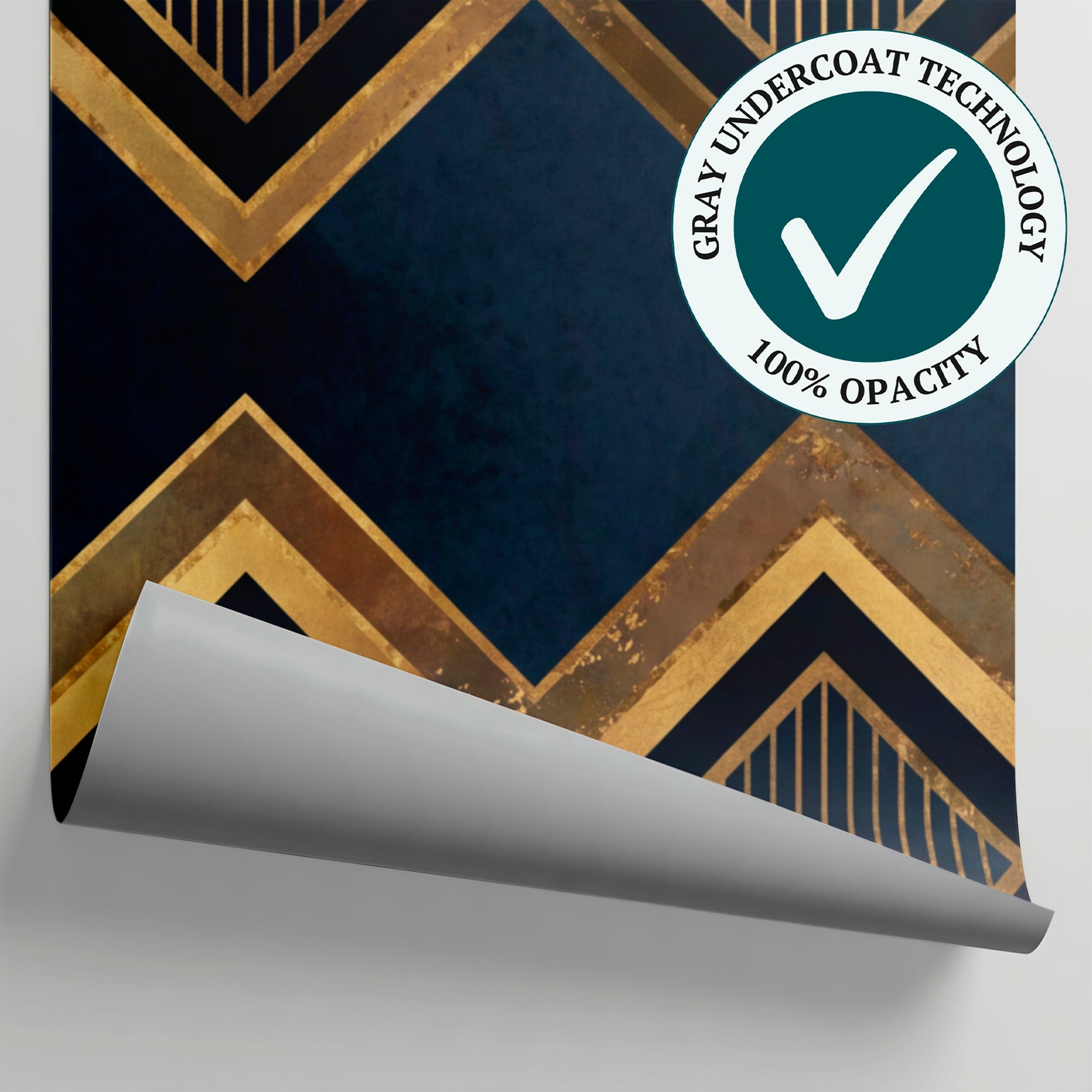 Gilded Cascade - Blue Art Deco Wallpaper - Navy Geometric Gold Vintage Peel and Stick Mural - Matière