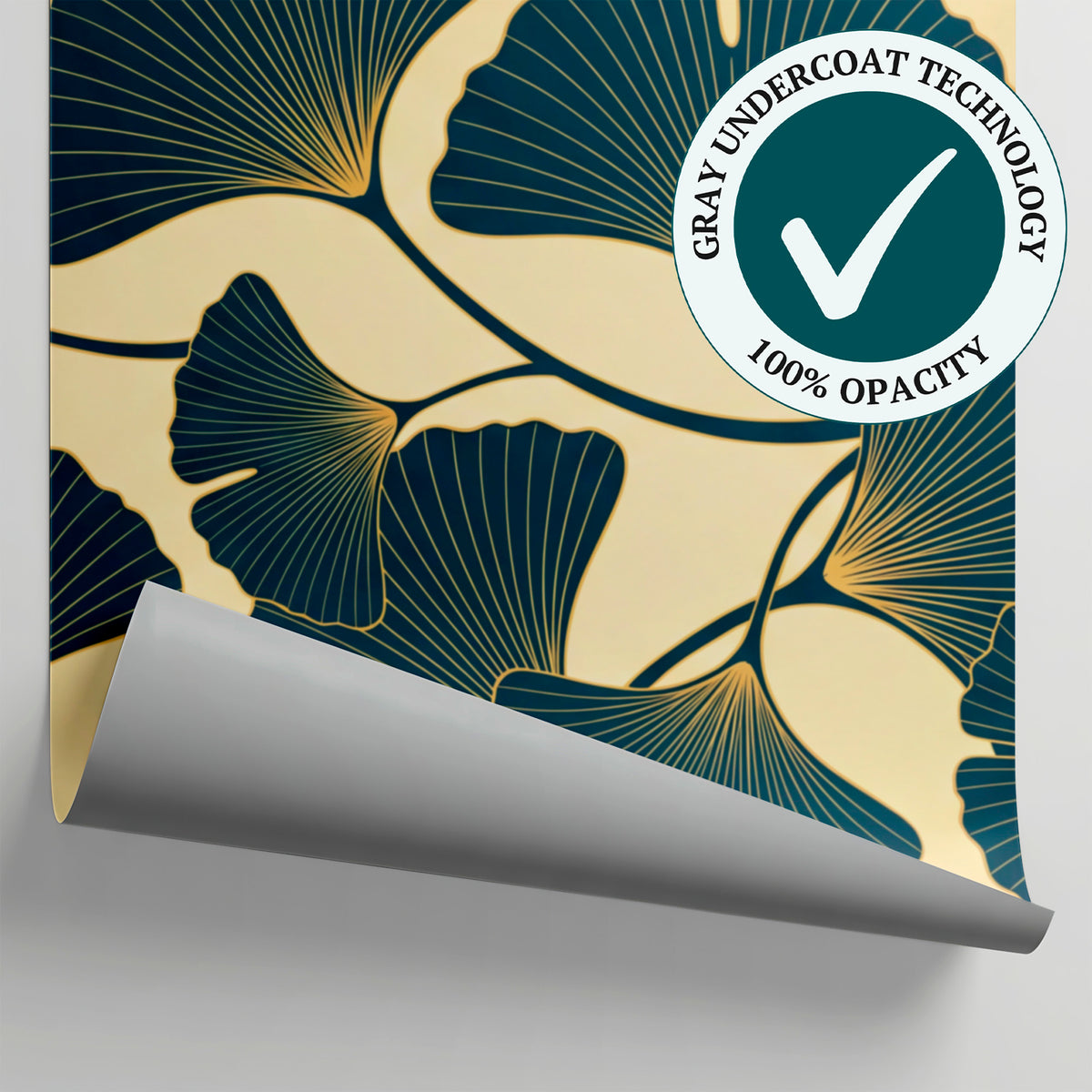 Gilded Fanleaf Blue Navy Blue Wallpaper - Dark Floral Flower Peel and Stick Wall Mural - Matière