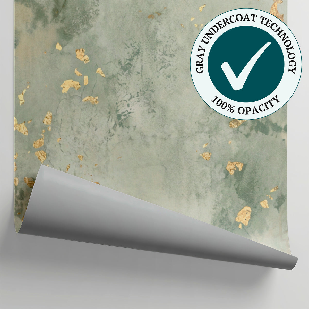 Gilded Mosaic - Green Geometric Wallpaper - Sage Vintage Abstract Damask Peel and Stick Mural - Matière