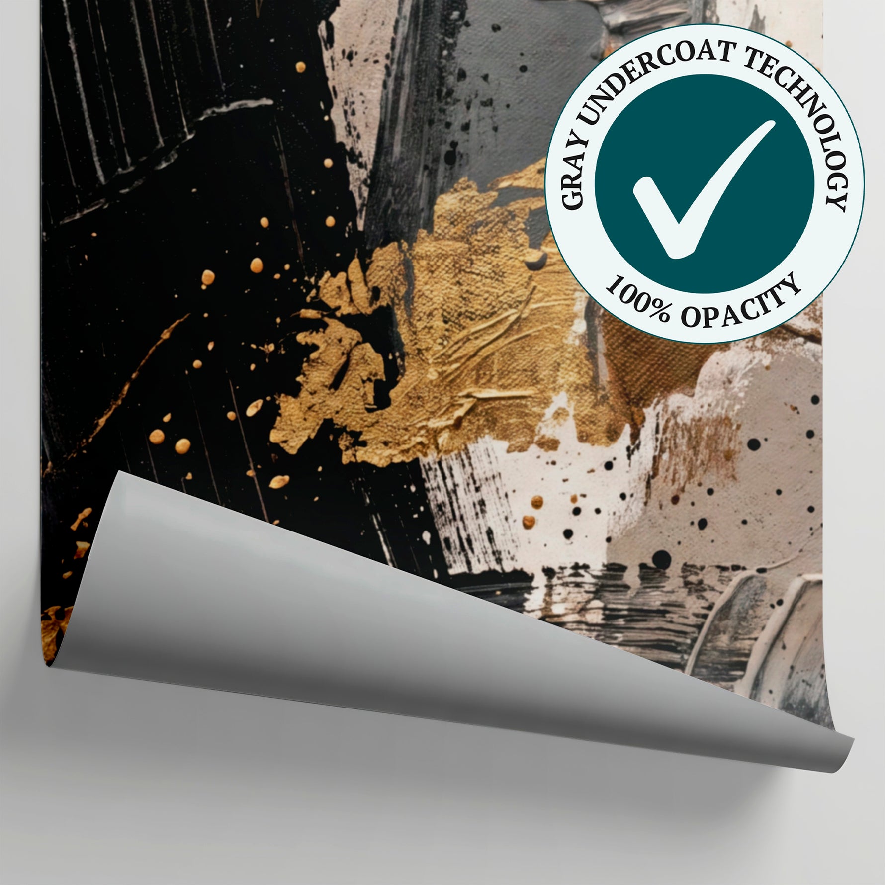 Gilded Strokes - Black Abstract Wallpaper - Modern Minimalist Geometric Peel and Stick Mural - Matière