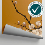 Golden Blossom - Yellow Cherry Blossom Wallpaper - Minimalist Floral Flower Aesthetic Peel and Stick Wall Mural - Matière