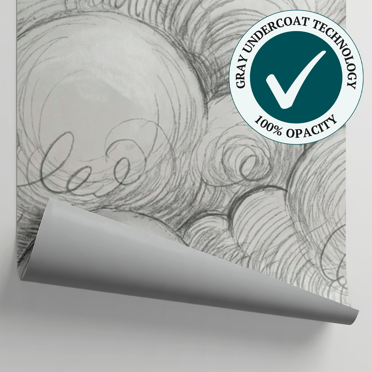 Graphite Billows Gray Cloud Wallpaper - Sky Wallpaper Hand Drawn Peel and Stick Wall Mural - Matière