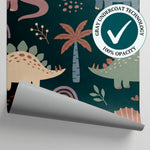 Hatchling Lagoon Dark Dinosaur Wallpaper for Kids - Tropical Nursery Wallpaper Peel and Stick - Matière