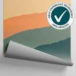 Hazy Horizon - Orange Mountain Wallpaper - Misty Landscape Scenery Peel and Stick Wall Mural - Matière