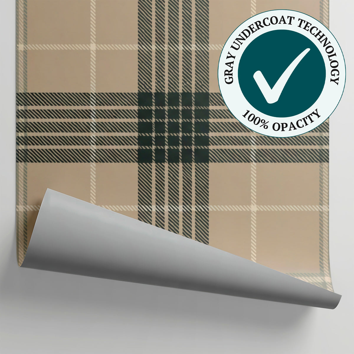 Heather Loom Beige Vintage Wallpaper - Gray Plaid Cream Peel and Stick - Matière
