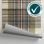 Heirloom Check Beige Vintage Wallpaper - Cream Plaid Style Peel and Stick - Matière