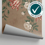 Heirloom Garland Beige Floral Wallpaper - Vintage Rose Botanical Wall Mural - Matière
