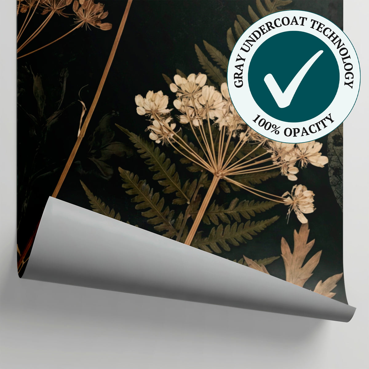 Herbarium Slate Dark Floral Wallpaper - Black Vintage Flower Wall Mural Peel and Stick - Matière