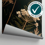 Herbarium Slate Dark Floral Wallpaper - Black Vintage Flower Wall Mural Peel and Stick - Matière