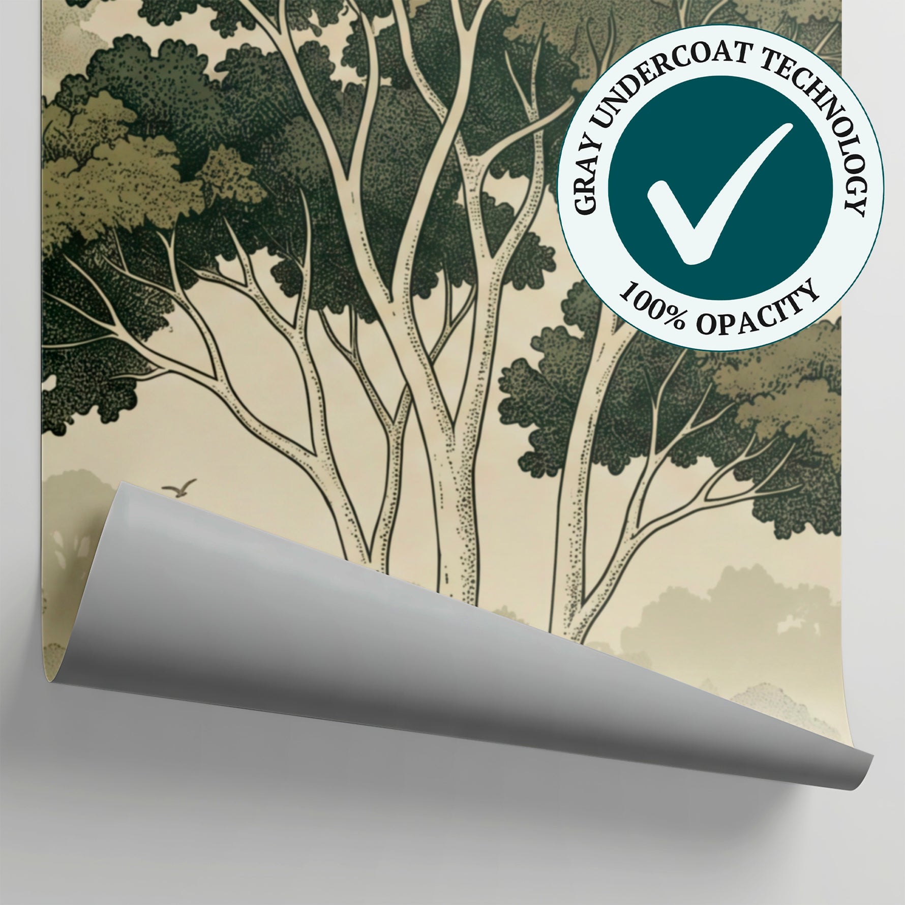Heronwood Mist Green Forest Wallpaper - Vintage Woodland Botanical Landscape Scenery Wall Mural - Matière