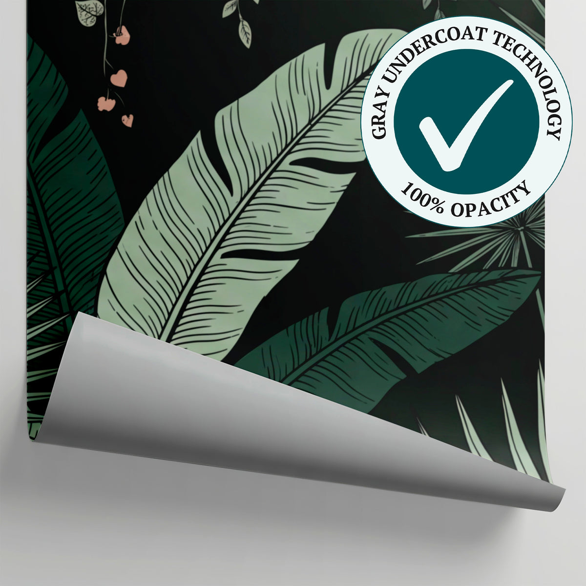 Hibiscus Plume Dark Tropical Wallpaper - Dark Green Jungle Botanical Palm Tree Leaf Peel and Stick - Matière