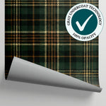 Highland Heritage - Green Vintage Wallpaper - Dark Green Brown Plaid Tartan Peel and Stick - Matière