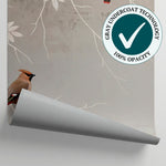 Hushed Aviary Beige Chinoiserie Wallpaper - Botanical Animal Leaf Japanese Wall Mural - Matière