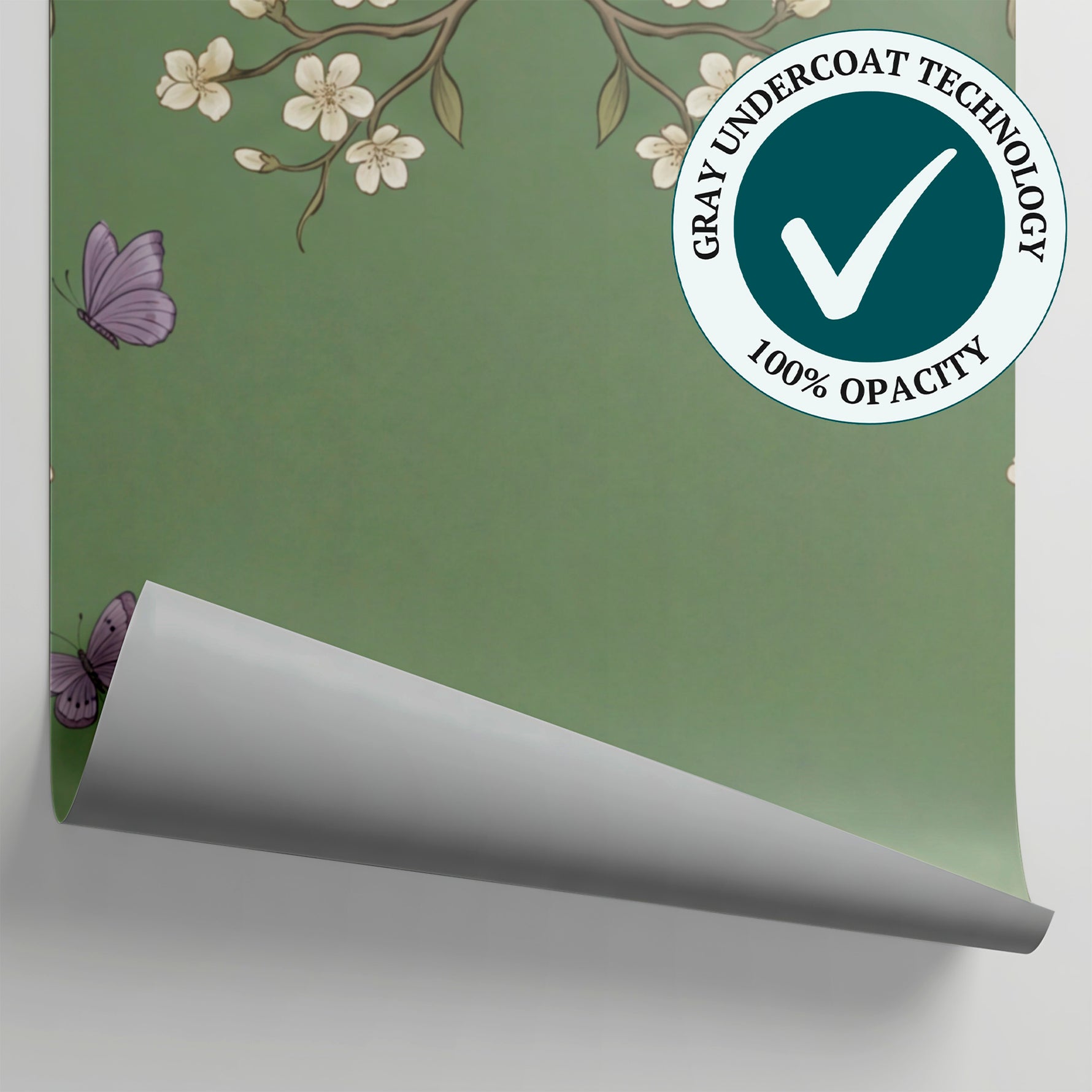 Hushed Aviary Green Chinoiserie Wallpaper - Sage Floral Botanical Vintage Flower Wall Mural - Matière