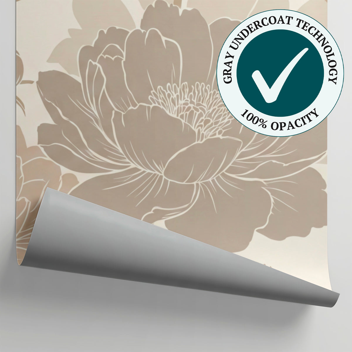Hushed Peony Beige Floral Wallpaper - Vintage Botanical Flower Damask Peel and Stick - Matière