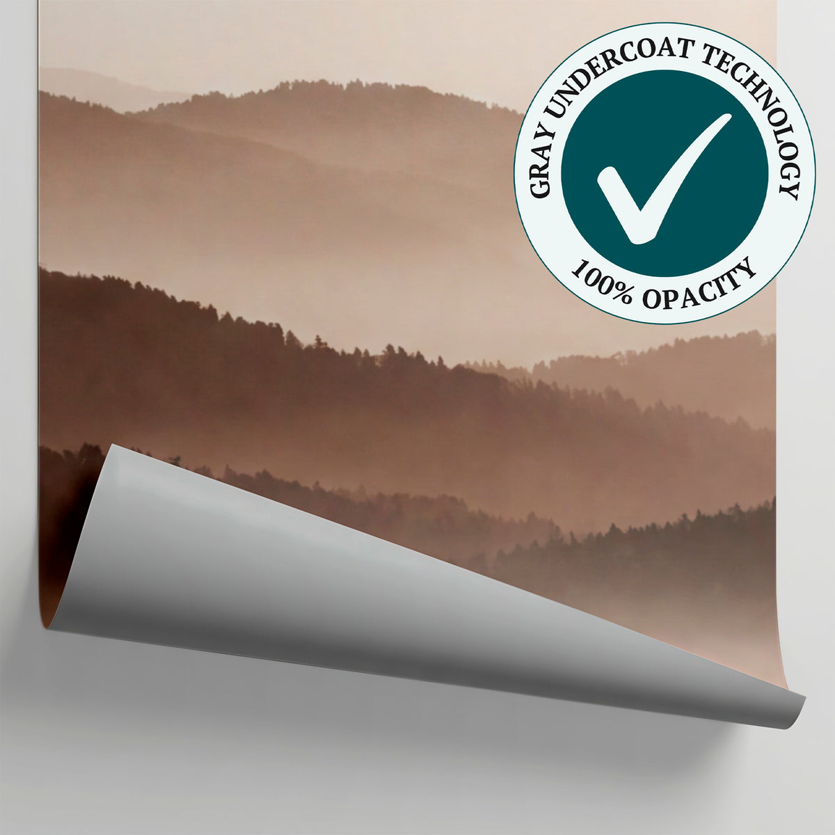 Hushed Ridges - Beige Mountain Wallpaper - Minimalist Landscape Scenery Peel and Stick Wall Mural - Matière