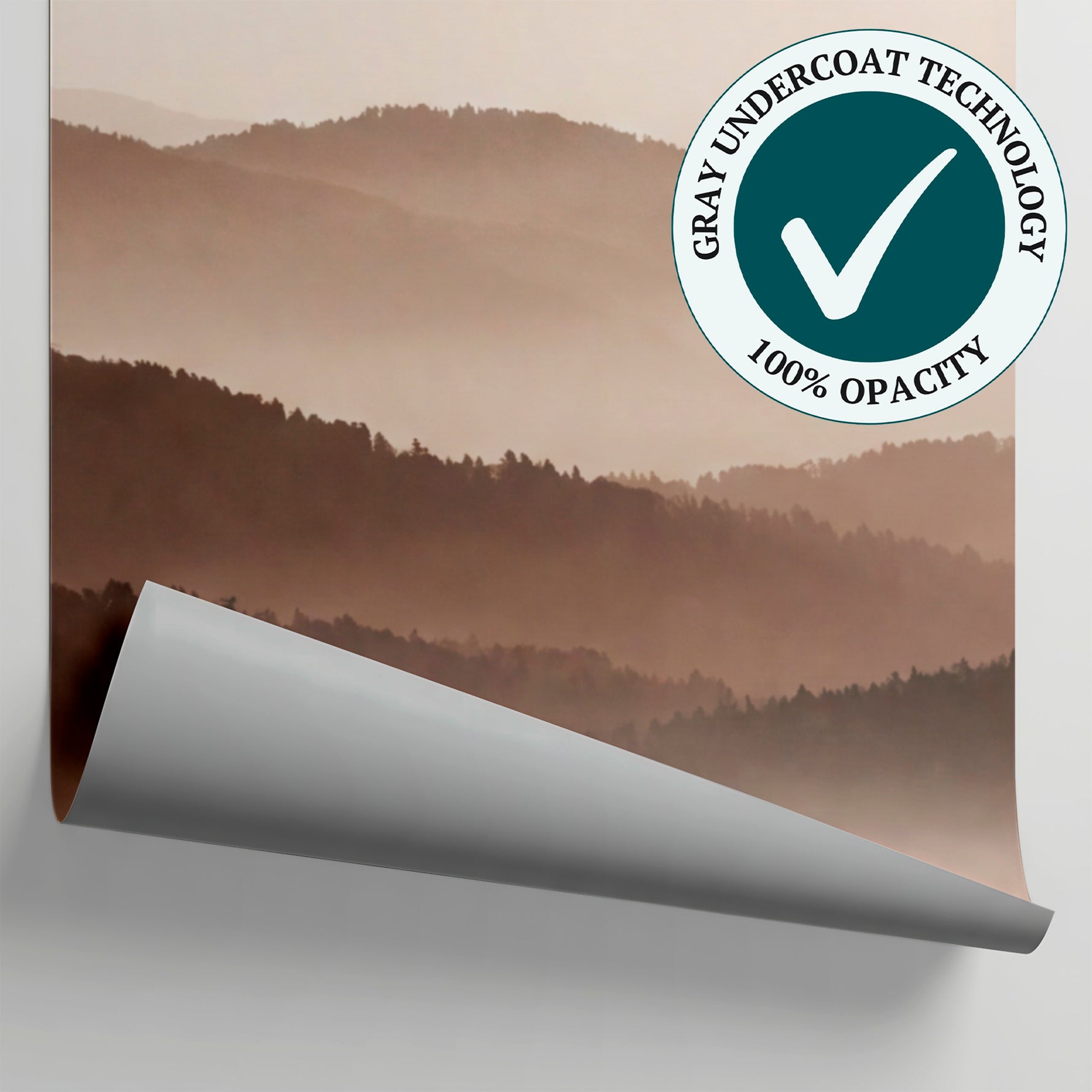 Hushed Ridges - Beige Mountain Wallpaper - Minimalist Landscape Scenery Peel and Stick Wall Mural - Matière