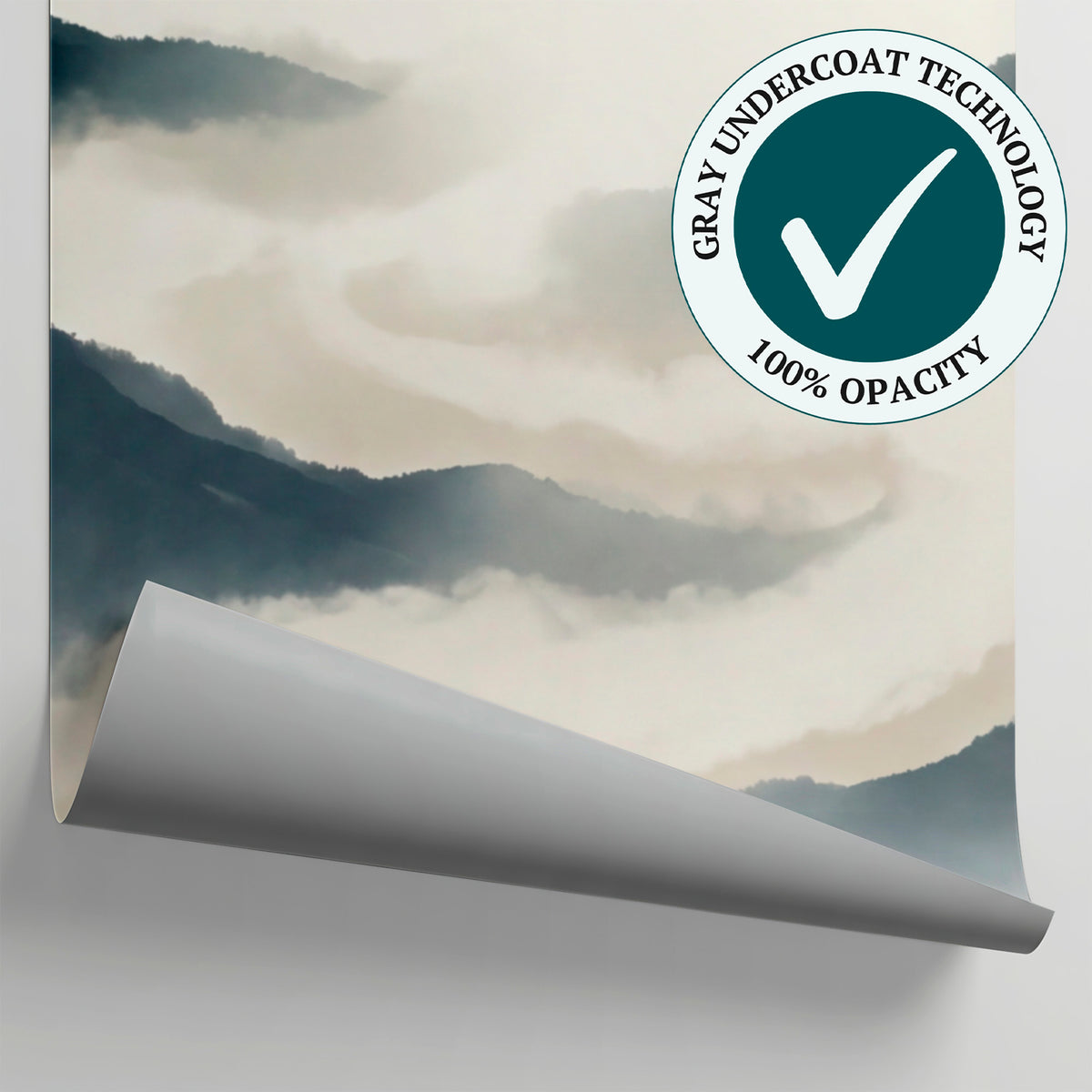 Ink Summit Flight - Gray Mountain Wallpaper - Misty Landscape Wallpaper Peel and Stick Forest Scenery Wall Mural - Matière