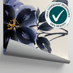 Inkbloom Clematis - Blue Navy Blue Wallpaper - Dark Blue Floral Wallpaper Peel and Stick - Matière