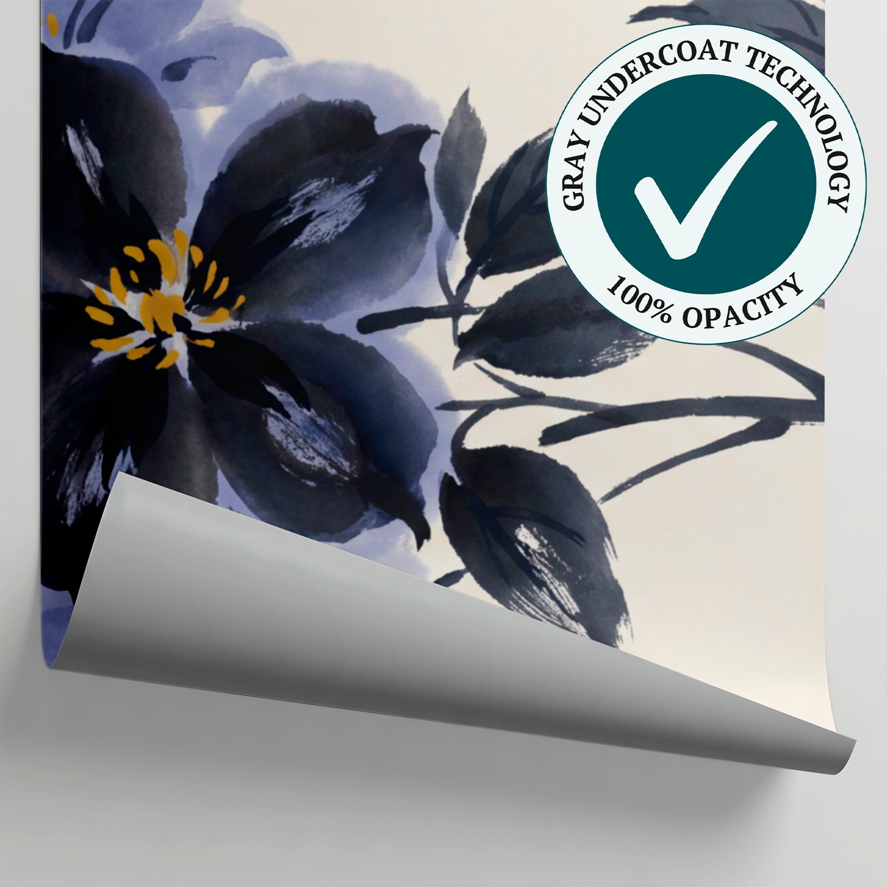 Inkbloom Clematis - Blue Navy Blue Wallpaper - Dark Blue Floral Wallpaper Peel and Stick - Matière