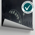 Inkfall Garden Dark Floral Wallpaper - Black Flower Wall Mural Peel and Stick Dark Blue Aesthetic - Matière