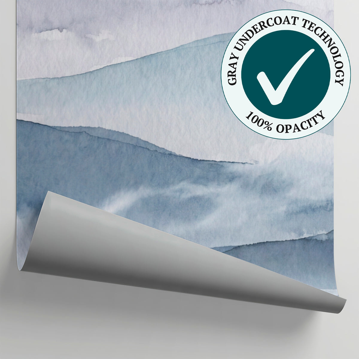 Inkwash Tides Blue Mountain Wallpaper - Minimalist Landscape Scenery Peel and Stick Wall Mural - Matière