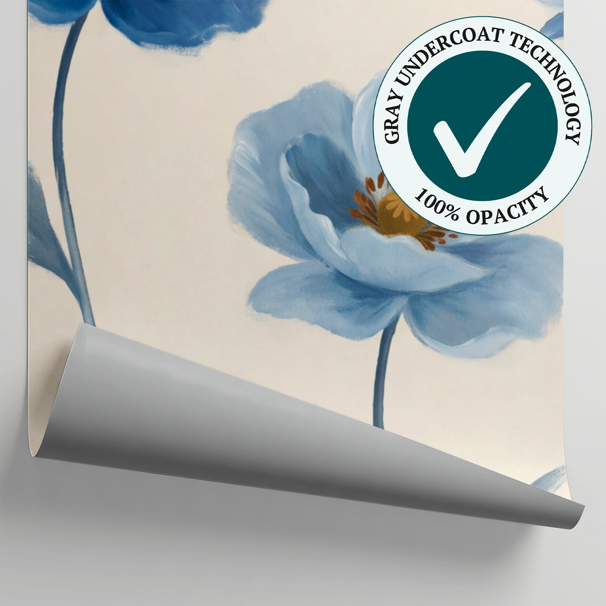 Inkwell Petals Blue Floral Wallpaper - Navy Blue and White Flower Wall Mural Peel and Stick - Matière