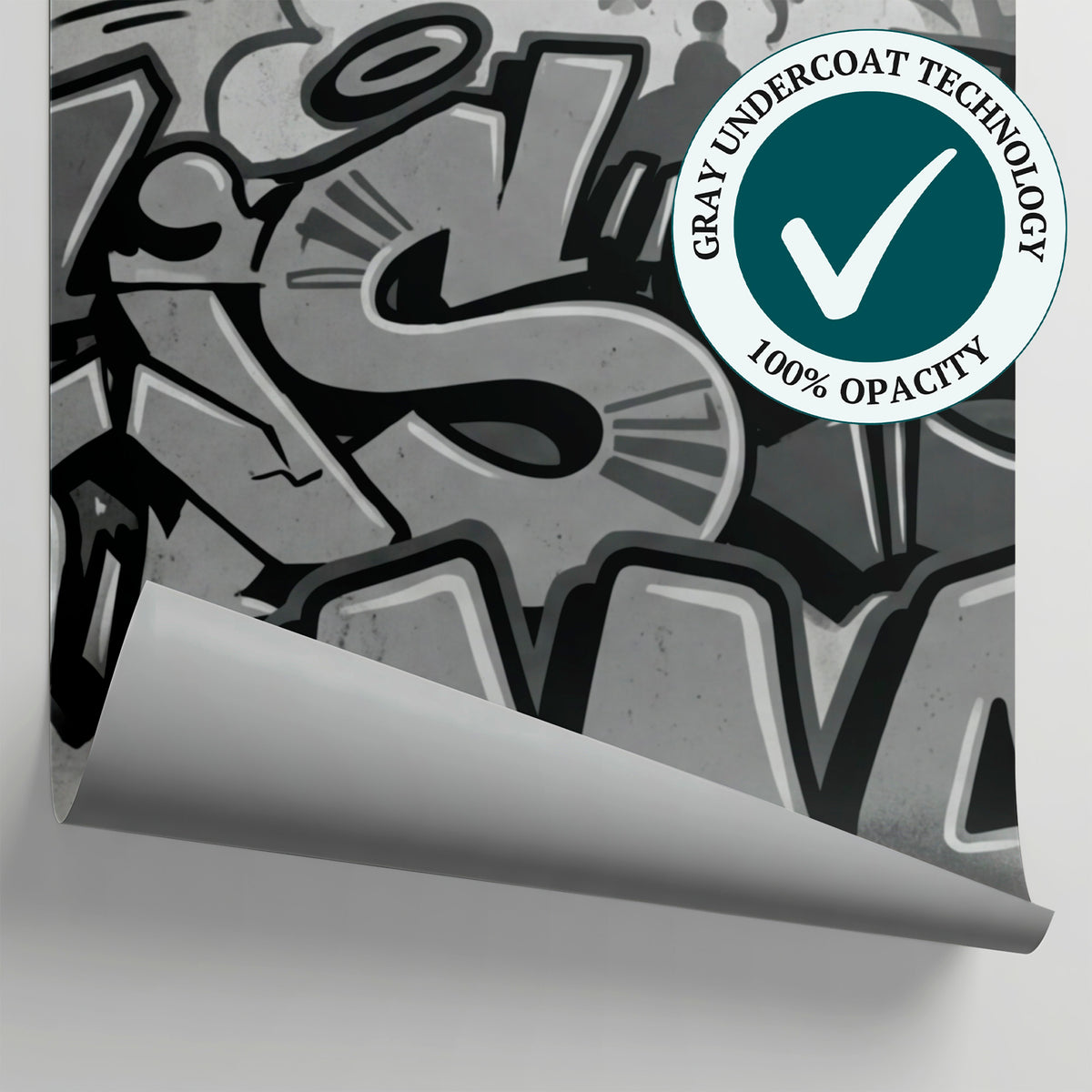 Iron Scrawl Gray Graffiti Wallpaper - Dark Grey Brick Street Art Peel and Stick Wall Mural - Matière