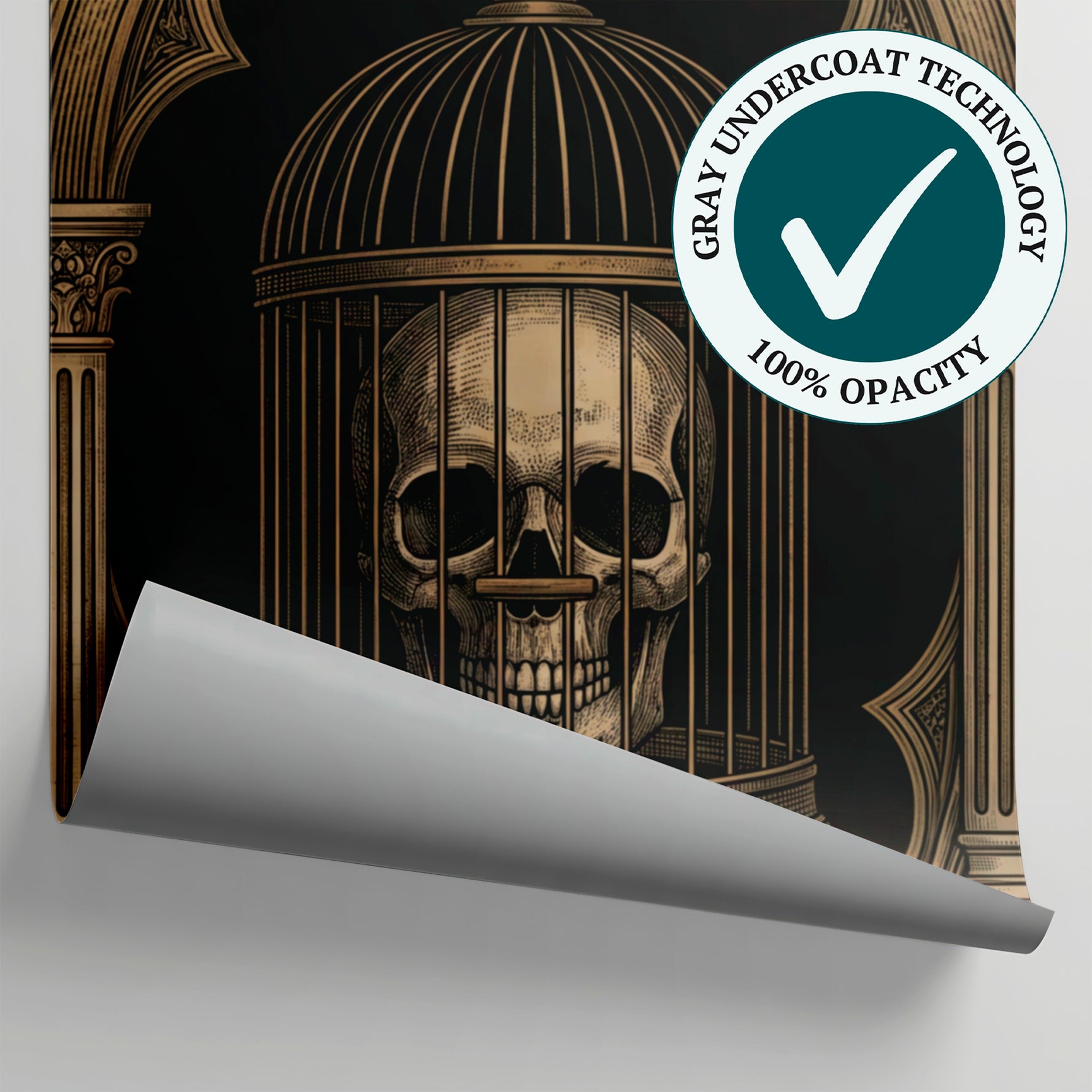 Ironwork Cathedral Brown Gothic Wallpaper - Victorian Skull Dark Academia Peel and Stick Mural - Matière