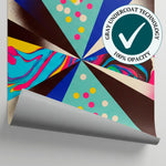 Kaleidoscope Prowl - Blue Graffiti Wallpaper - Leopard Print Wallpaper Maximalist Peel and Stick - Matière