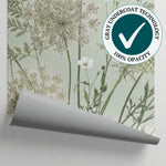 Lacecloud Pasture Green Floral Wallpaper - Sage Green Flower Peel and Stick Greenery Wall Mural - Matière
