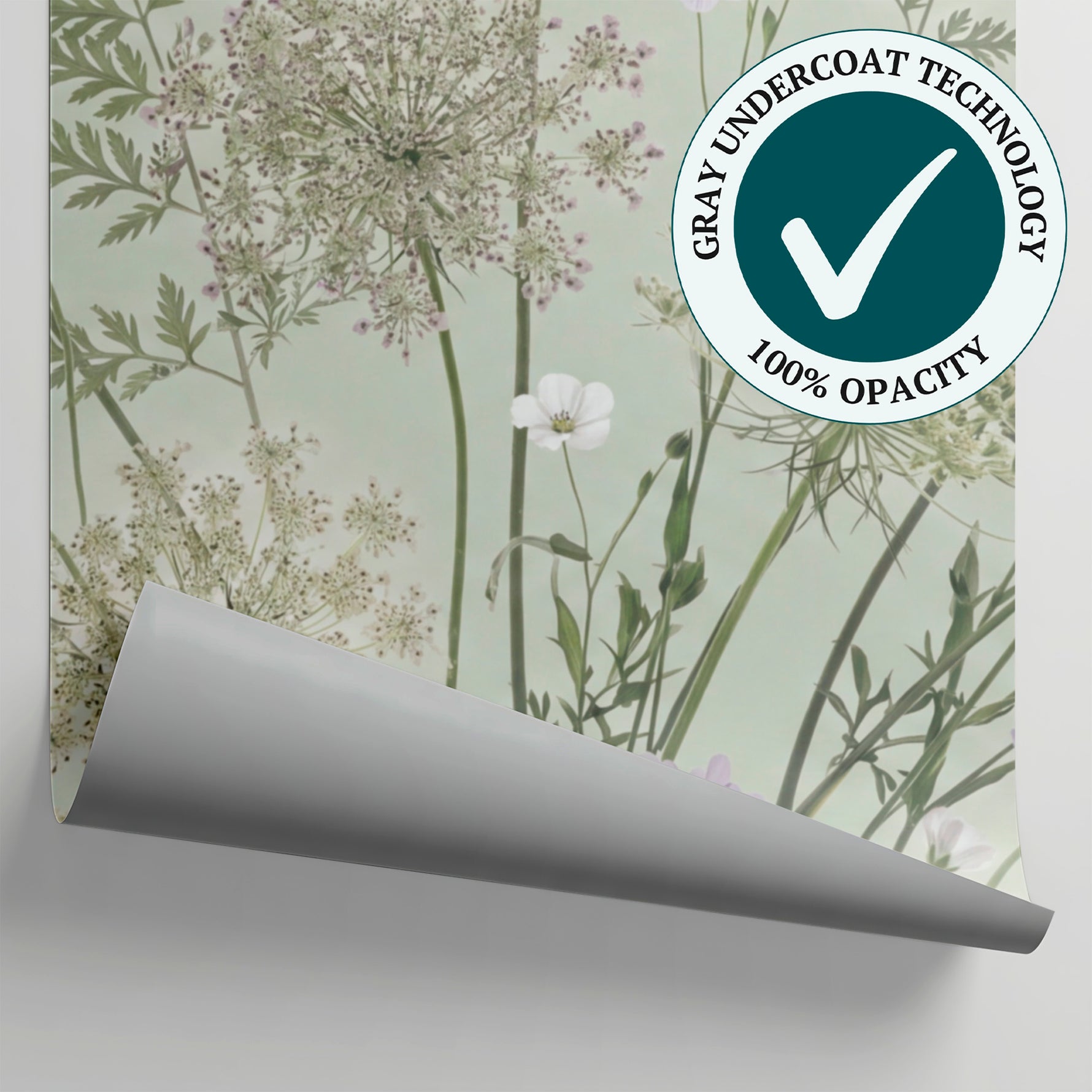 Lacecloud Pasture Green Floral Wallpaper - Sage Green Flower Peel and Stick Greenery Wall Mural - Matière