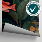 Lantern Fins Midnight Fish Wallpaper - Dark Botanical Wallpaper Peel and Stick Leaf Animal Mural - Matière