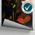 Lantern Tulip Dark Floral Wallpaper - Black Flower Wallpaper Vintage Peel and Stick Wall Mural - Matière