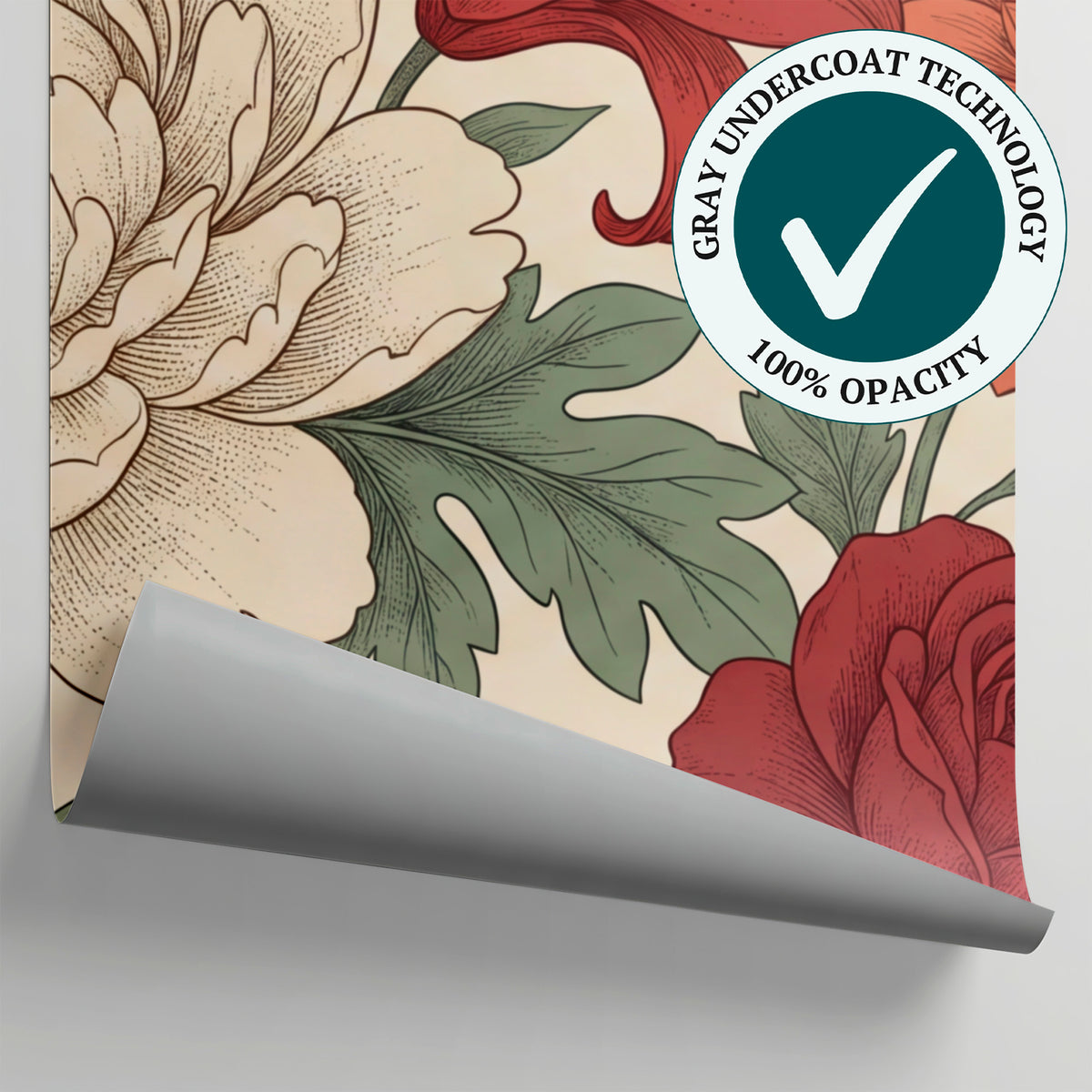 Linen Bloomsong Beige Floral Wallpaper - Vintage Rose Botanical Peel and Stick - Matière