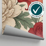 Linen Bloomsong Beige Floral Wallpaper - Vintage Rose Botanical Peel and Stick - Matière
