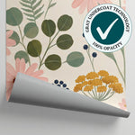 Linen Daybreak Pastel Floral Wallpaper - Vintage Daisy Botanical Flower Greenery Peel and Stick Mural - Matière