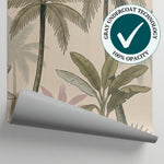 Linen Grove Beige Tropical Wallpaper - Palm Tree Jungle Botanical Vintage Peel and Stick Wall Mural - Matière