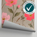 Linen Wildflower Hush Pink Flower Wallpaper - Light Pink Floral Country Peel and Stick Wall Mural - Matière